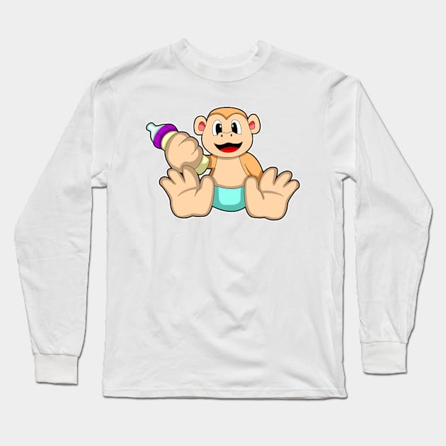 Baby Monkey with Bottle Long Sleeve T-Shirt by Markus Schnabel